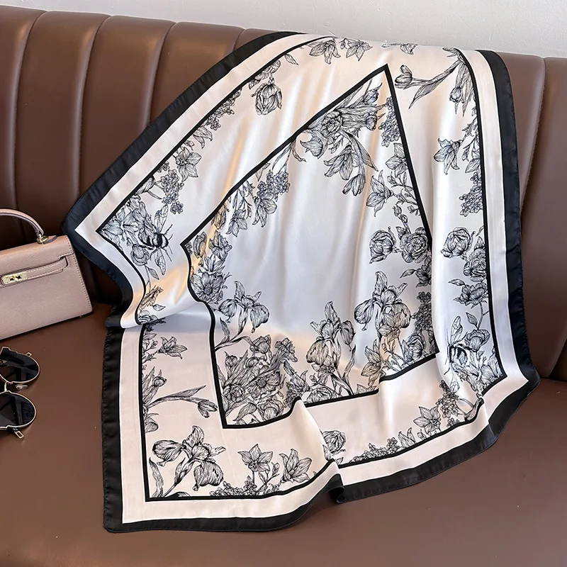 70*70cm Luxury Floral Print Si - Silk Neck Scarf recension och pris