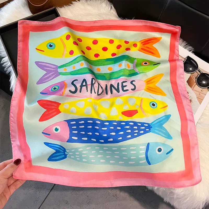 Fashion Fish Pattern Square Si - Scarf Silk Square recension och pris