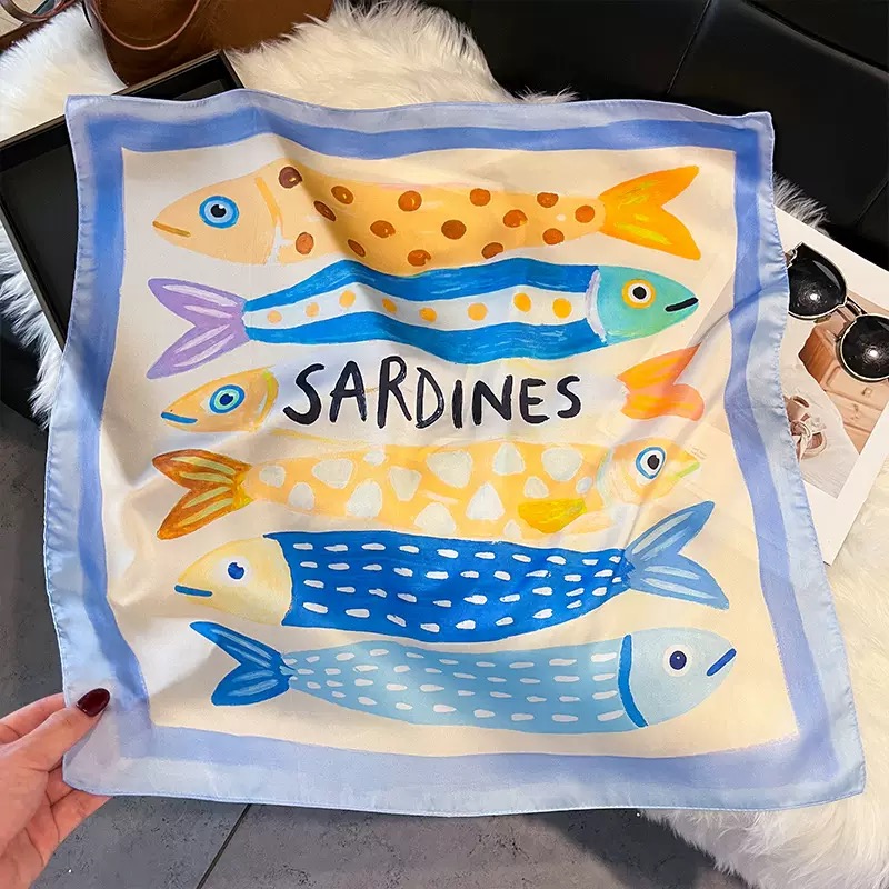 Fashion Fish Pattern Square Si - Scarf Silk Square recension och pris