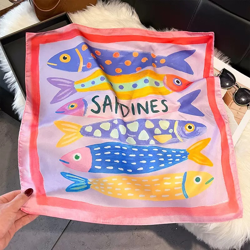 Fashion Fish Pattern Square Si - Scarf Silk Square recension och pris
