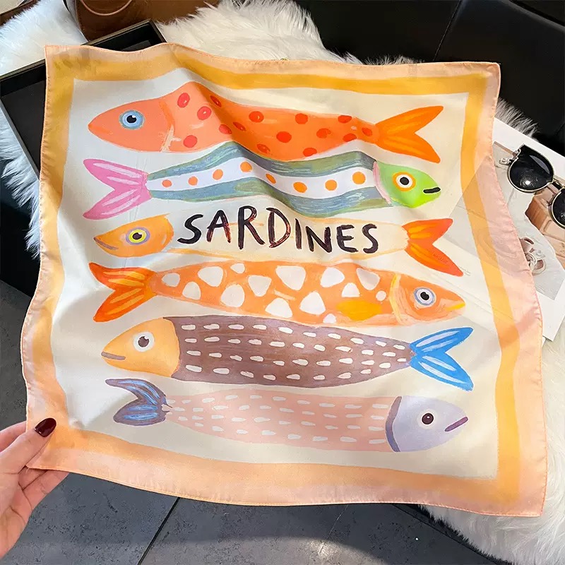 Fashion Fish Pattern Square Si - Scarf Silk Square recension och pris